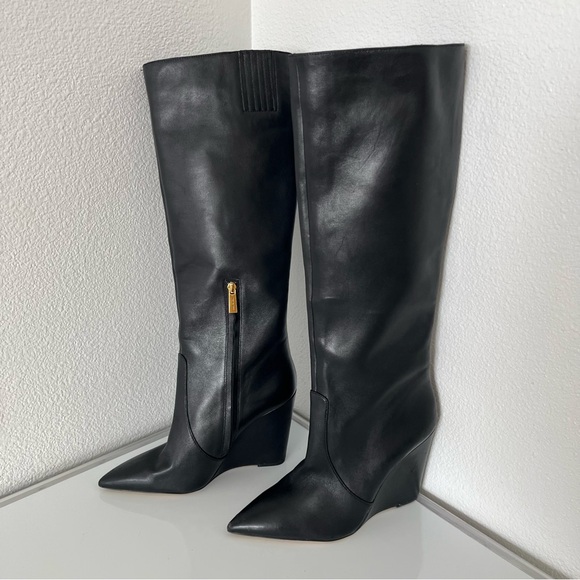 Michael Kors Shoes - Michael Kors Isra 10 Wedge Knee High Boots Black Soft Leather
